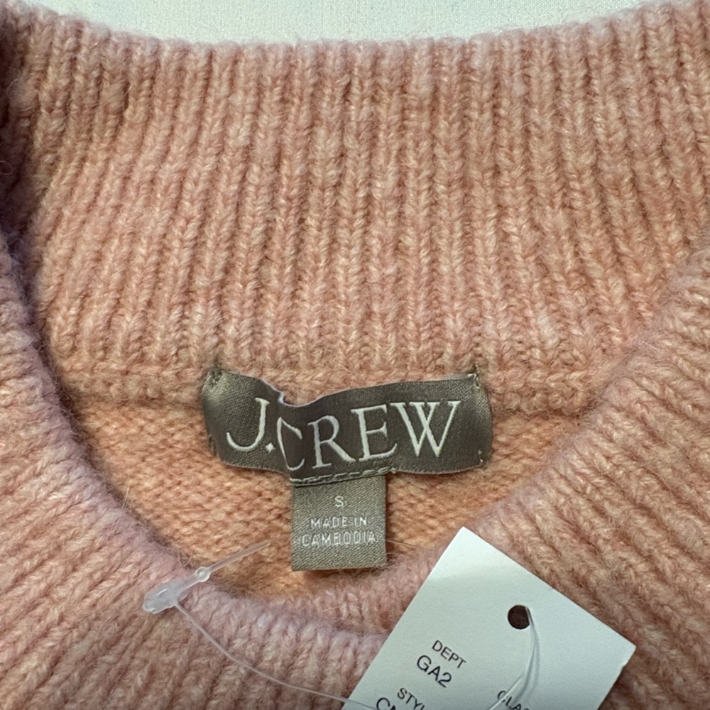J. Crew Relaxed Milano Stitch Cardigan Size Small Pink Oversized Alpaca Wool NWT - Picture 8 of 8